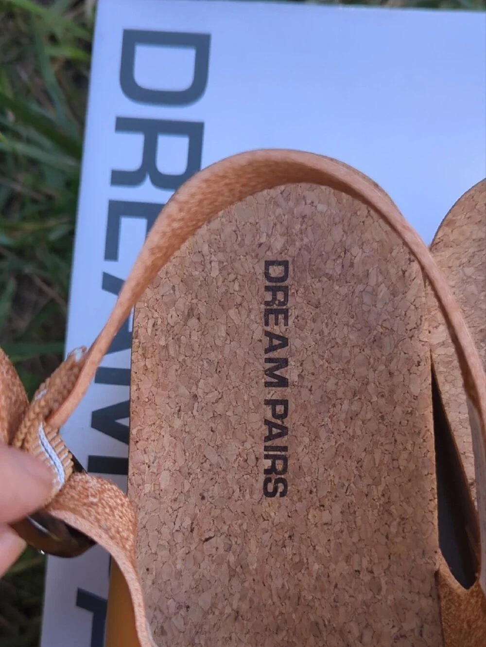 Dream Pairs Light Tan Double-Strap Cork Sandals